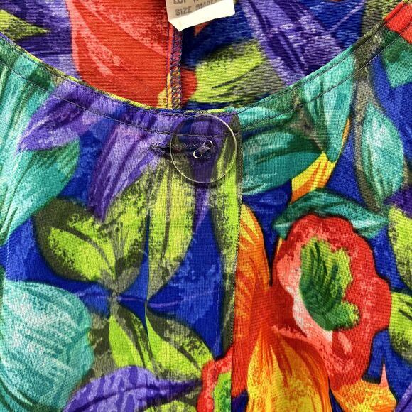 Vintage Sirena Top Plus Small Floral Blouse cover up Relaxed Tropical Hawaii Ope - Picture 7 of 16